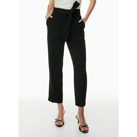Aritzia WILFRED Jallade Black Crepe High Waisted Tie Front Trouser Pants, Size 6 - Picture 10 of 14
